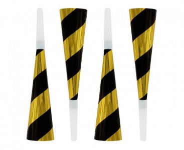 Gold and Black Party Horns (4pcs)