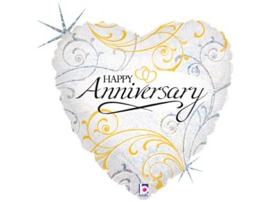 Heart Shaped Happy Anniversary Foil Balloon (46cm)