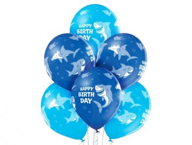Shark Blue Latex Balloons (6pcs)