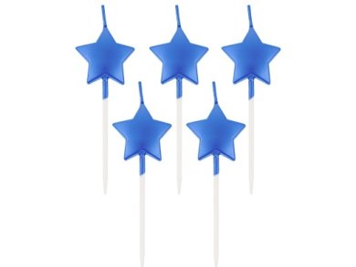 Cake Candles with Blue Satin Little Stars (5pcs)