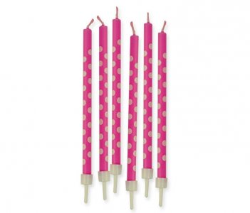 Fuchsia with Dots Cake Candles (6pcs)