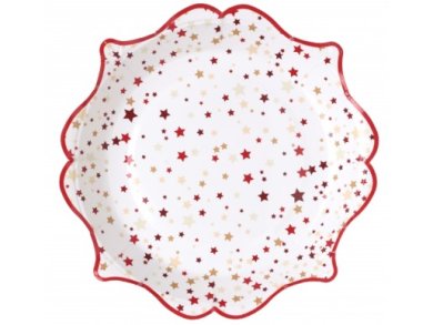 Κόκκινα Αστεράκια Μικρά Χάρτινα Πιάτα (10τμχ)