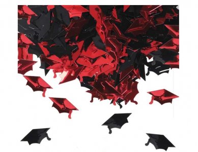 Black and Red Graduation Hats Table Confetti (15g)