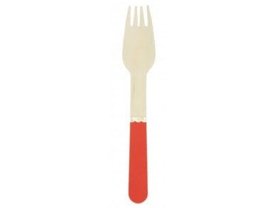 Red Wooden Forks with Gold Foiled Detail (8pcs)