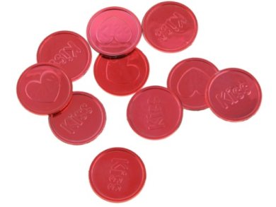 Red Decorative Coins Kiss and Love (24pcs)