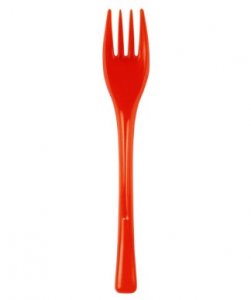 Red Clear Dessert Forks (20pcs)
