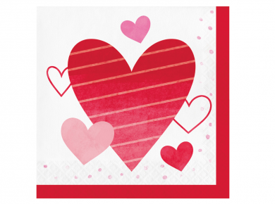 Red and Pink Hearts Luncheon Napkins (16pcs)