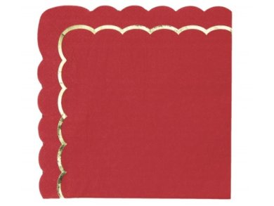 Κόκκινες Χαρτοπετσέτες με Χρυσό Περίγραμμα (16τμχ)