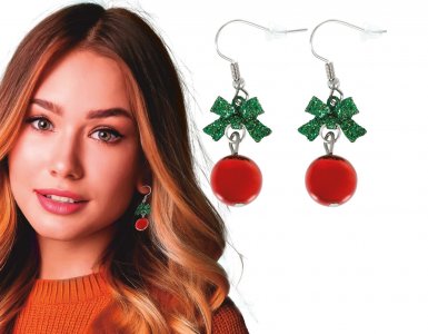 Red Christmas Ball Earrings