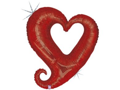 Κόκκινη Καλλιγραφική Διάτρητη Καρδιά Supershape Μπαλόνι (94εκ)