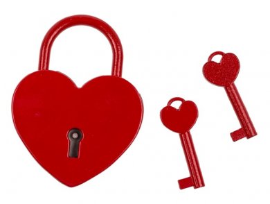 Red Heart Padlock with 2 Keys