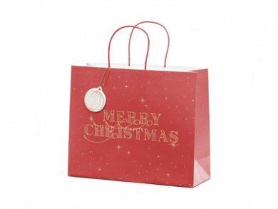 Red Merry Christmas Paper Gift Bag (32,5cm x 26,5cm)