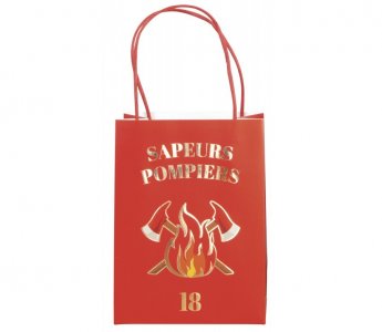Κόκκινη Πυροσβέστική Χάρτινες Σακούλες για Δωράκια με Χερούλι (4τμχ)
