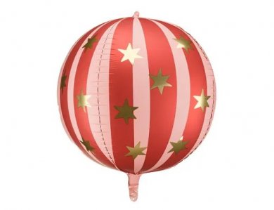 Κόκκινο Globe Foil Μπαλόνι με Χρυσά Αστεράκια (75εκ)