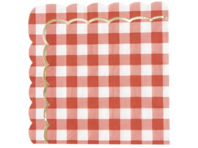 Red Gingham with Gold Foiled Details Luncheon Napkins (16pcs)