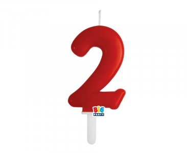 Red Number 2 Cake Candle (7cm)