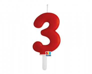 Red Number 3 Cake Candle (7cm)