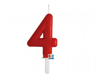 Red Number 4 Cake Candle (7cm)