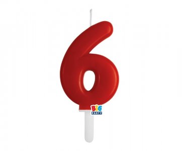 Red Number 6 Cake Candle (7cm)
