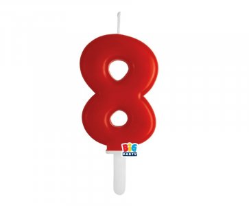Red Number 8 Cake Candle (7cm)