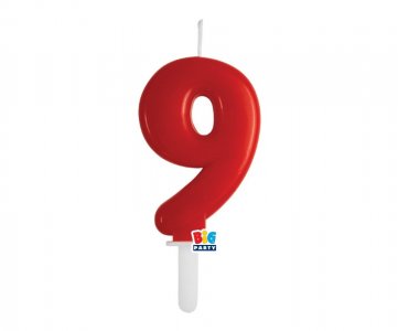 Red Number 9 Cake Candle (7cm)