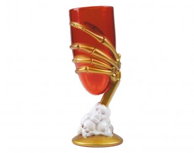 Red Wine Glass with The Skeleton Hand