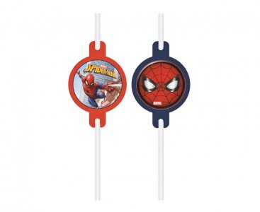 Red Spiderman Paper Straws (4pcs)
