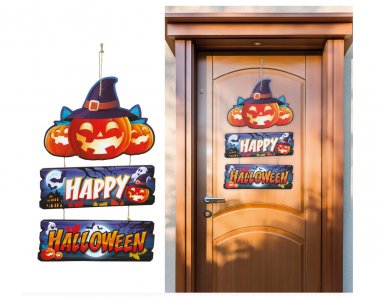 Κολοκύθες Happy Halloween Ξύλινη Ταμπέλα