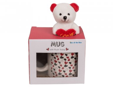 Mug with Little Hearts and a Plush Teddy