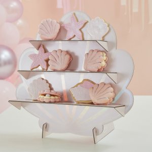Κοχύλι - Αχιβάδα Ροζ και Ιριδίζον Σταντ για Γλυκίσματα (43εκ x 40εκ)