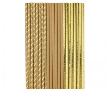 Kraft and Gold Paper Straws (22pcs)