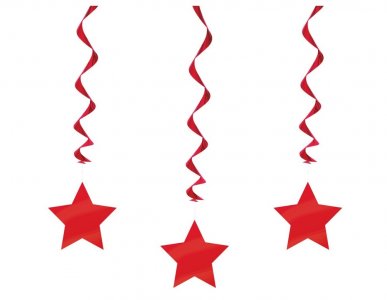Red Stars Swirl Decorations (3pcs)