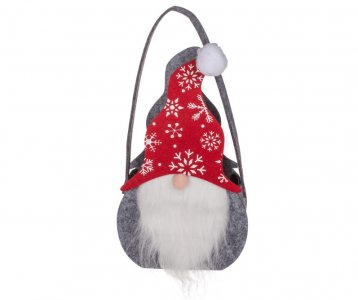 Gnome Red and Grey Felt Bag (13,5cm x 20cm)