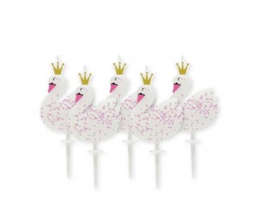 Swan with Iridescent Glitter Cake Candle (5pcs)