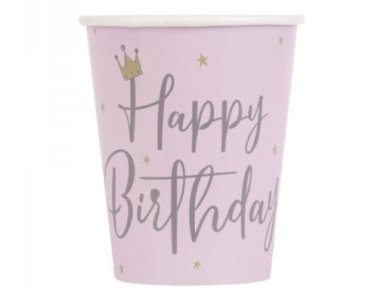 Pink Swan Happy Birthday Paper Cups (8pcs)