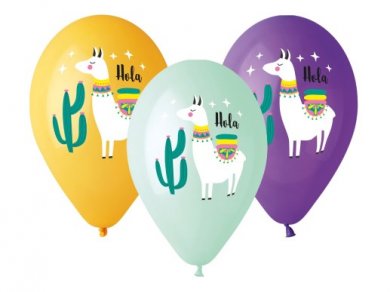 Llama and Cactus Latex Balloons (5pcs)