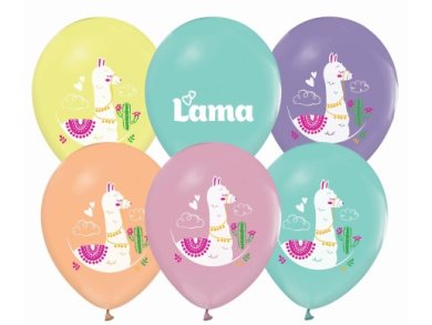 Llama Pastel Colors Latex Balloons (5pcs)