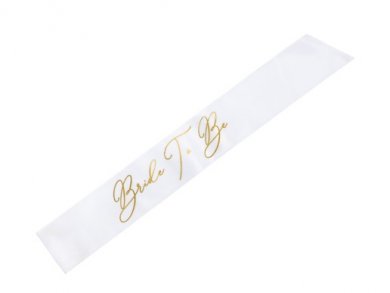 White Fabric Sash with Gold Bride to Be Letters