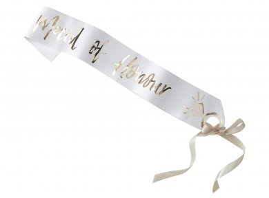 White and Gold Maid Of Honor Sash