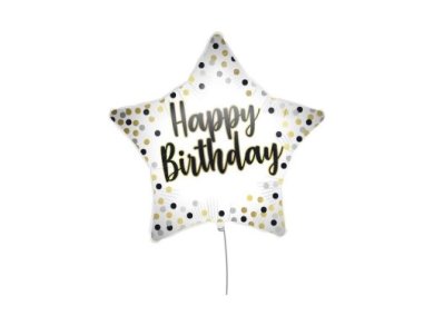 White Star with Dots Happy Birthday Foil Balloon (46cm)