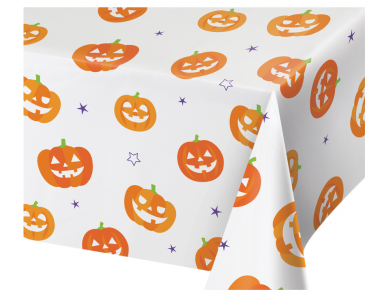 White Paper Tablecover with Pumpkins Print (137cm x 259cm)