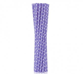 Lilac Paper Straws with Dots (12pcs)
