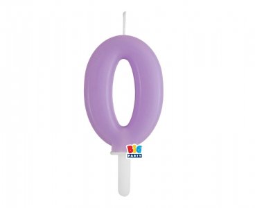 Lilac Number 0 Cake Candle (7cm)