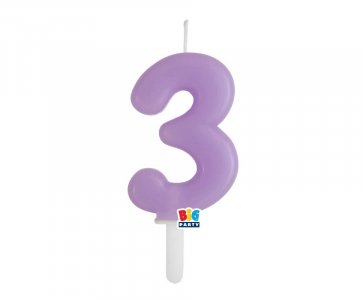 Lilac Number 3 Cake Candle (7cm)