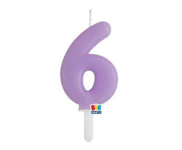 Lilac Number 6 Cake Candle (7cm)