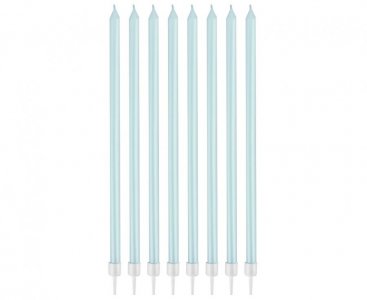 Blue Pearl Tall Cake Candles (8pcs)