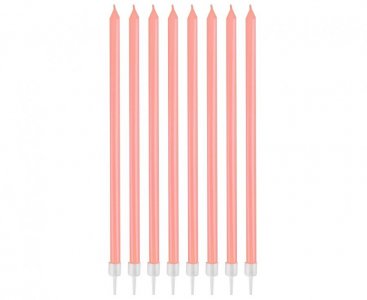 Pink Pearl Tall Cake Candles (8pcs)