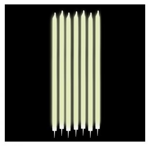Μακρόστενα Κεριά για Τούρτα που Φωσφορίζουν στο Σκοτάδι (12τμχ)