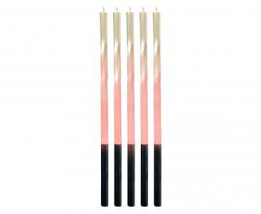 Pink and Black Tall Candle with Gold Finishing (5pcs)