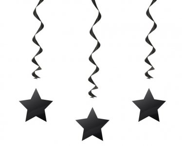 Black Stars Swirl Decorations (3pcs)